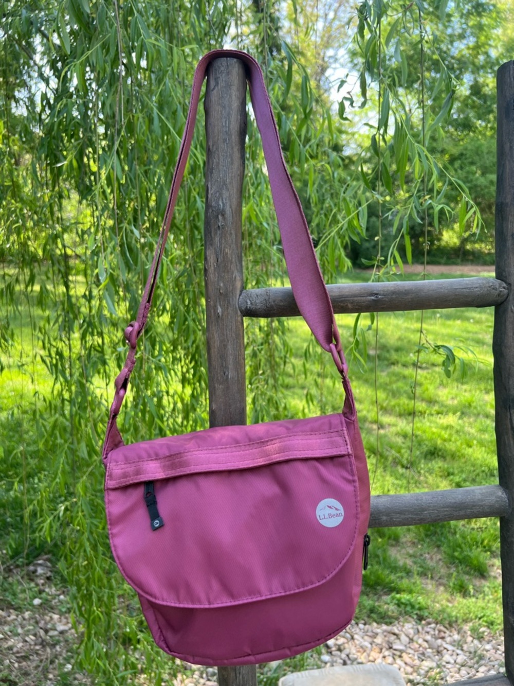 L.L. Bean Boundless Expandable Dark Plum Rose Pink Crossbody Bag with Flap